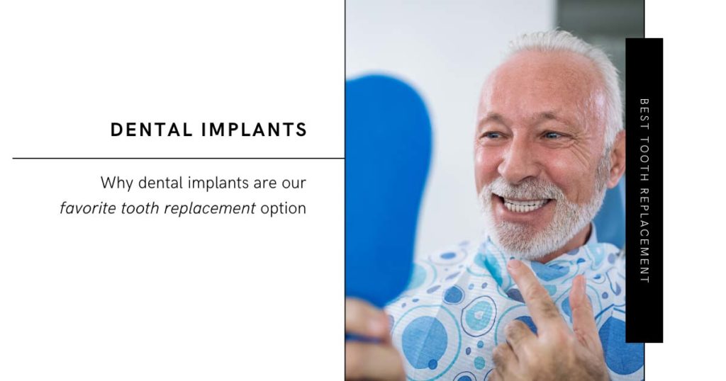 Best Tooth Replacement Options Man Looking at Teeth in Mirror